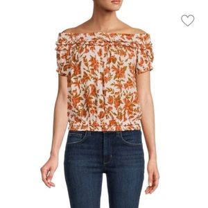 Free‎ People Suki Smocked Off Shoulder Floral Blouse Size XS NWT